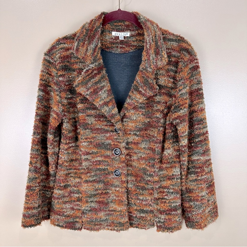 Avalin Brown Wool Blend Boucle Textured Blazer Jacket PM Fall